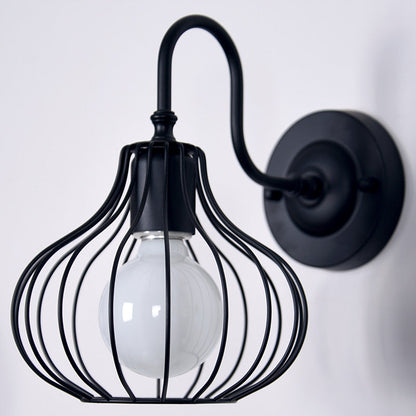Iron Frame Pumpkin Shape 1-Light Wall Sconce Lamp
