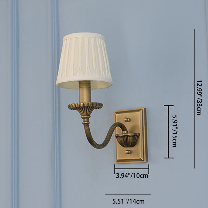 Cylinder Rod Fabric Copper 1/2 Light Wall Sconce Lamp