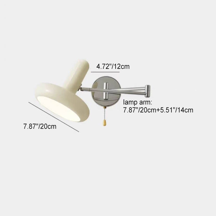 Cream Rocker Arm Round Retractable 1-Light Wall Sconce Lamp
