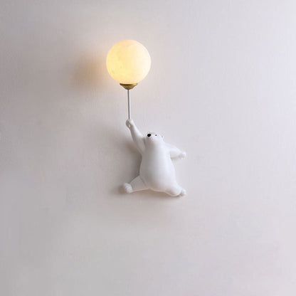 Creative Bear Resin Glass 1-Light Wall Sconce Lamp