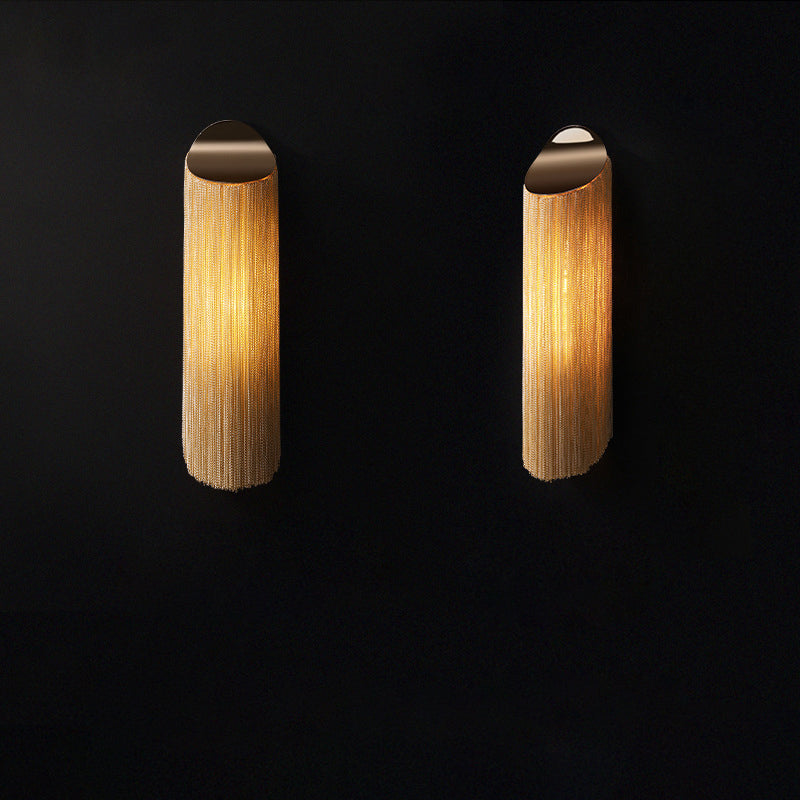 Cylinder Tassel Hardware Plating 1-Light Wall Sconce Lamp