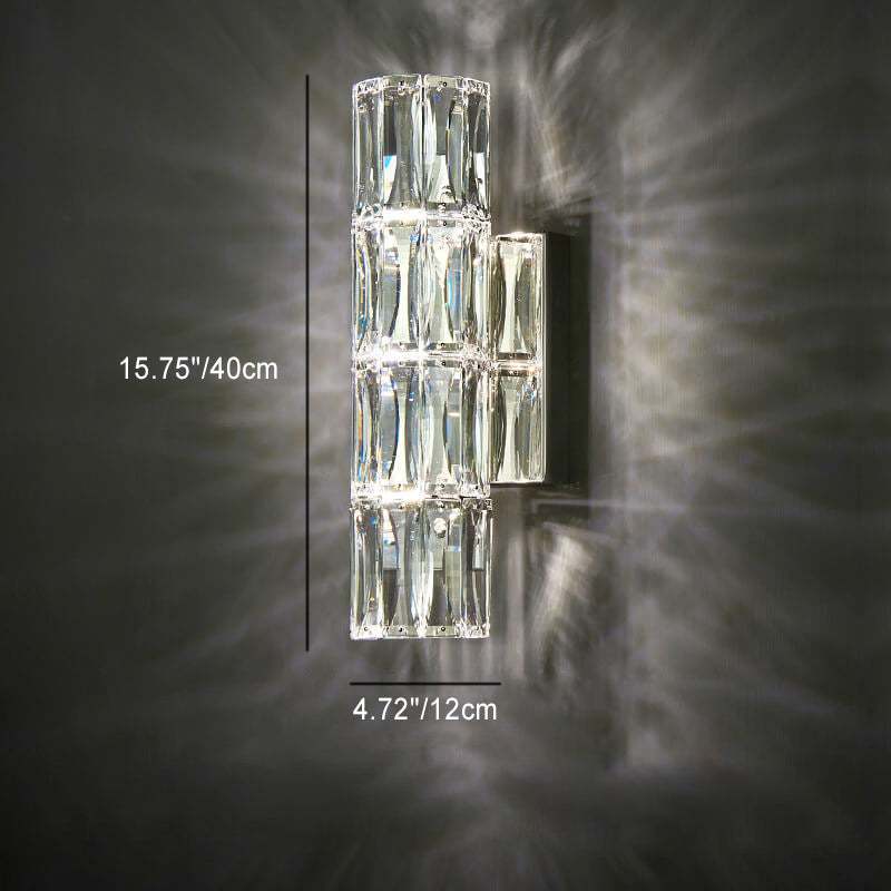 Luxury Silver Crystal Column 3/4/6 Light Wall Sconce Lamp