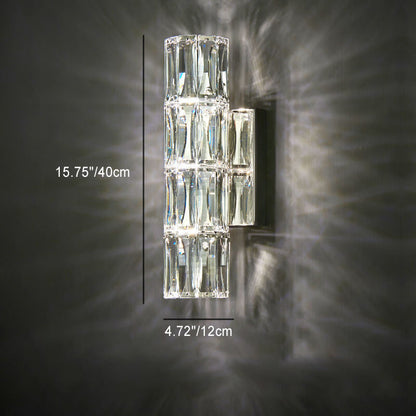 Luxury Silver Crystal Column 3/4/6 Light Wall Sconce Lamp