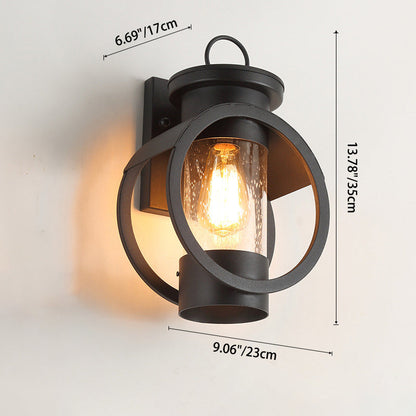Round Cylindrical Iron Glass 1-Light Wall Sconce Lamp