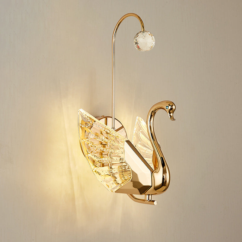 Luxury Crystal Aluminum Acrylic Swan LED Wall Sconce Lamp