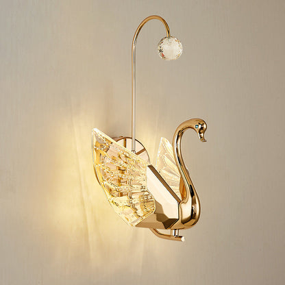 Luxury Crystal Aluminum Acrylic Swan LED Wall Sconce Lamp