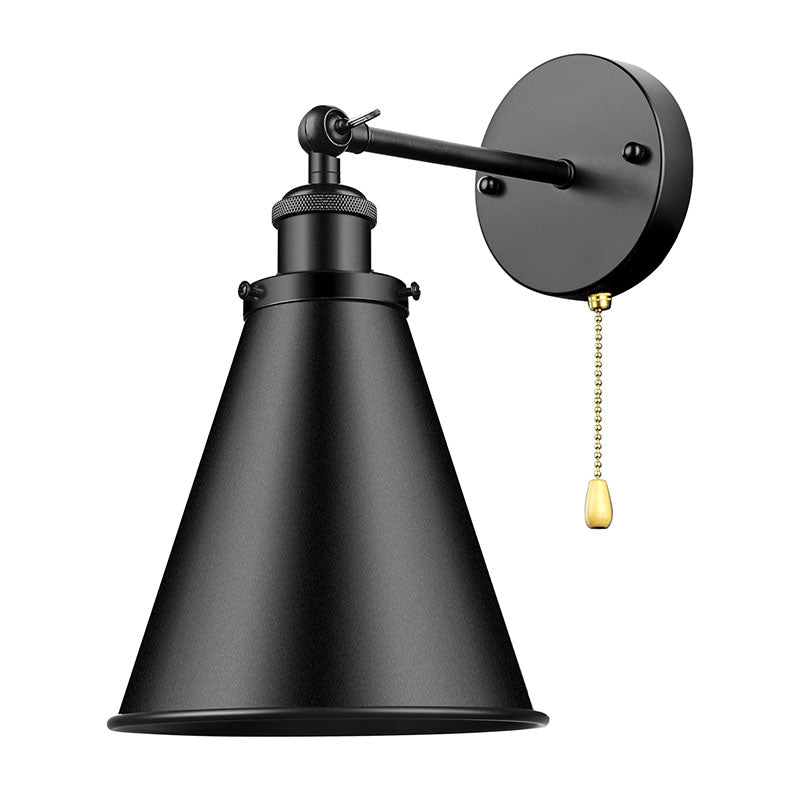 Industrial Iron Conical Shade 1-Light Wall Sconce Lamp