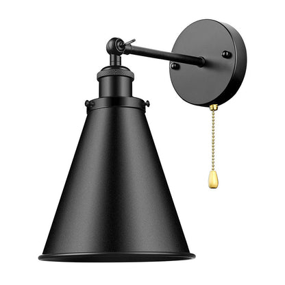 Industrial Iron Conical Shade 1-Light Wall Sconce Lamp