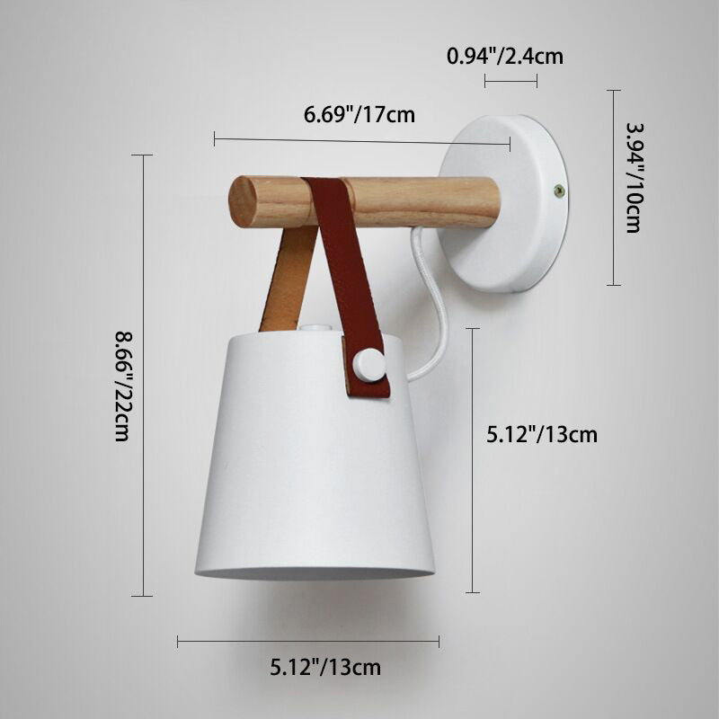 Minimalist Wood Iron Cylinder 1-Light Wall Sconce Lamp