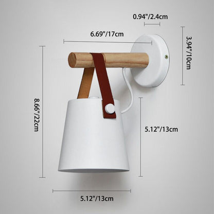 Minimalist Wood Iron Cylinder 1-Light Wall Sconce Lamp