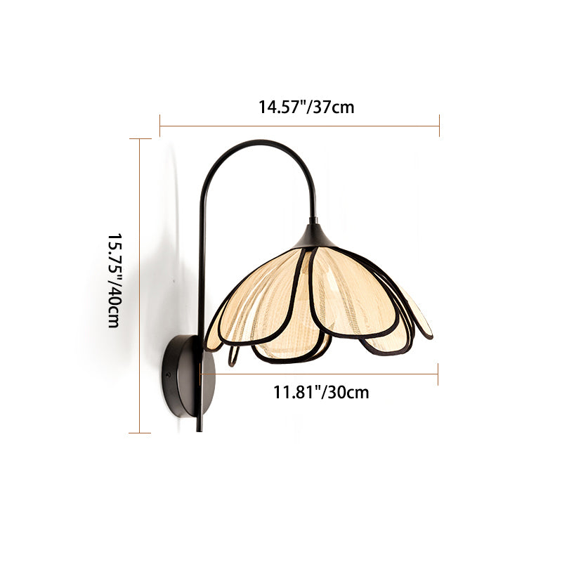 Japanese Shaped Iron Plant Fiber 1-Light Wall Sconce Lamp