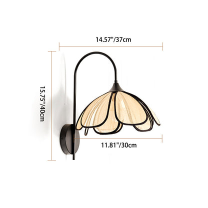 Japanese Shaped Iron Plant Fiber 1-Light Wall Sconce Lamp