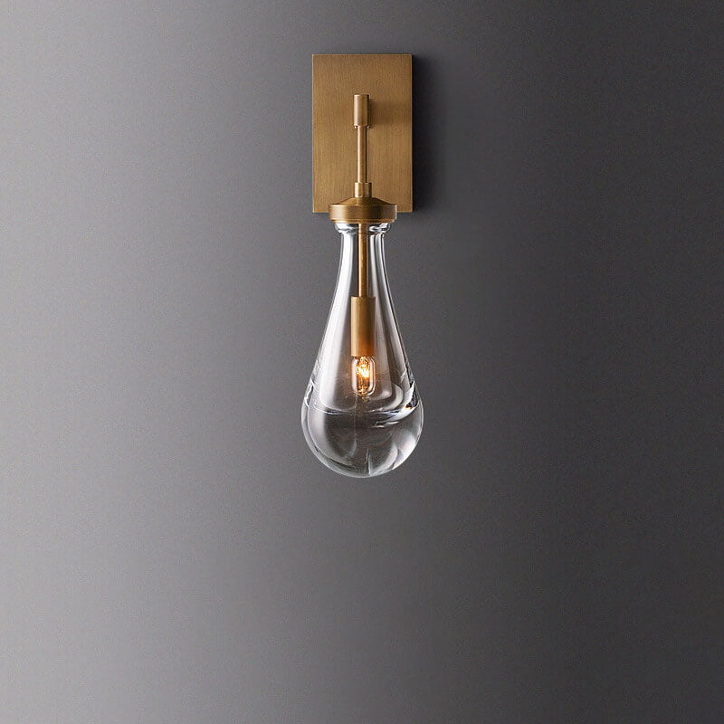 Teardrop Full Copper Crystal 1-Light Wall Sconce Lamp