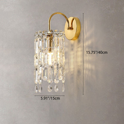 Gold Dazzling Prismatic Crystal 1-Light Wall Sconce Lamp