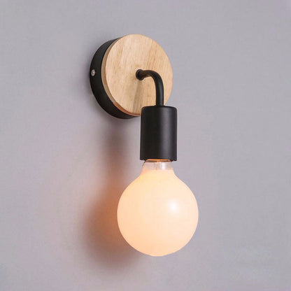 Modern Simplicity Bent Wood Iron 1-Light Wall Sconce Lamp