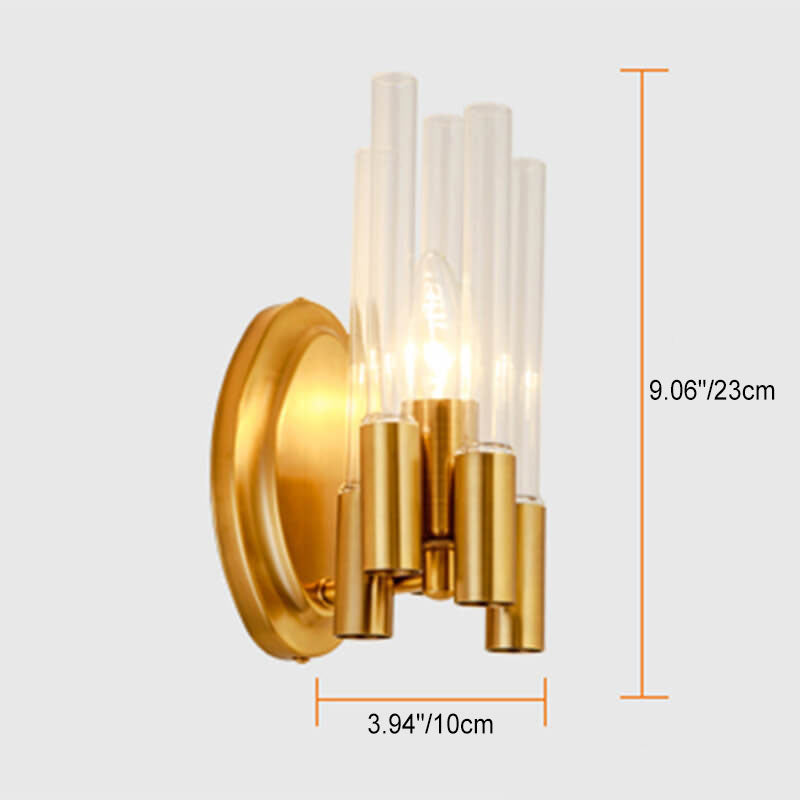 Light Wrought Iron Long Tube 1-Light Wall Sconce Lamp
