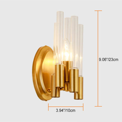 Light Wrought Iron Long Tube 1-Light Wall Sconce Lamp