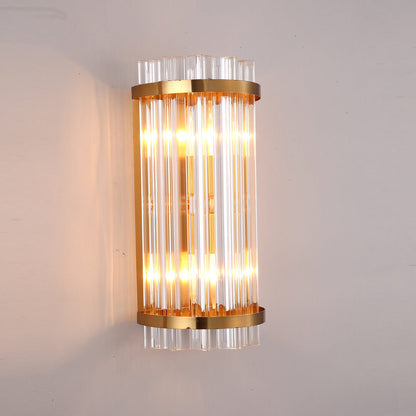 Luxury Crystal Plated Column 2-Light Wall Sconce Lamp