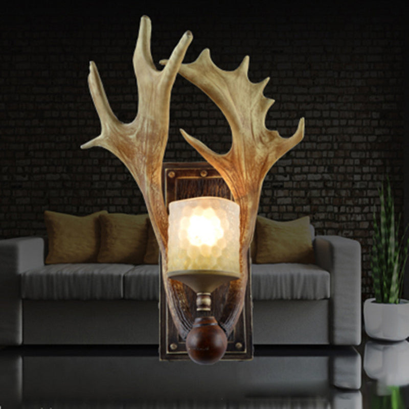 Scandinavian Cylinder Resin Glass 1-Light Wall Sconce Lamp
