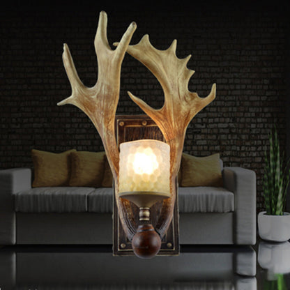 Scandinavian Cylinder Resin Glass 1-Light Wall Sconce Lamp