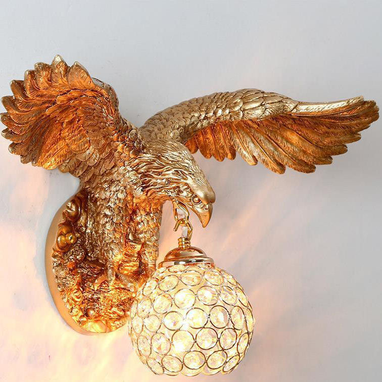 Resin Eagles Crystal Shade 1-Light Wall Sconce Lamp