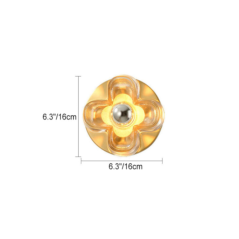 Round Square Clover Copper Glass 1-Light Wall Sconce Lamp