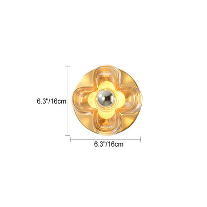 Round Square Clover Copper Glass 1-Light Wall Sconce Lamp