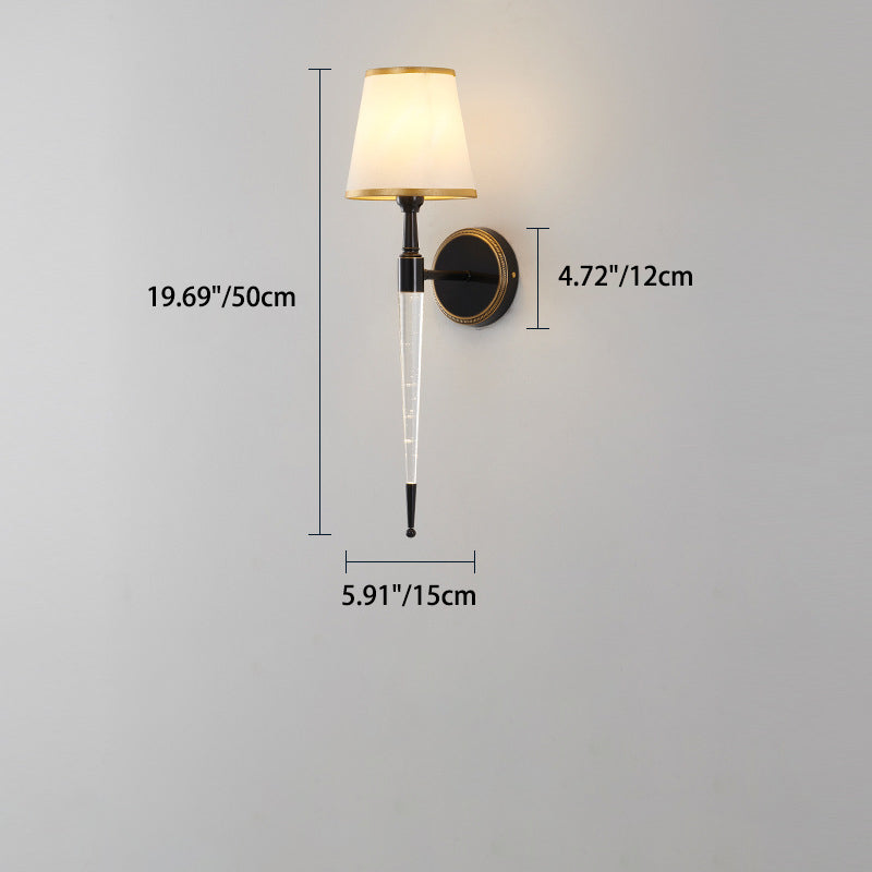 French Trapezoid Copper Fabric 1-Light Wall Sconce Lamp