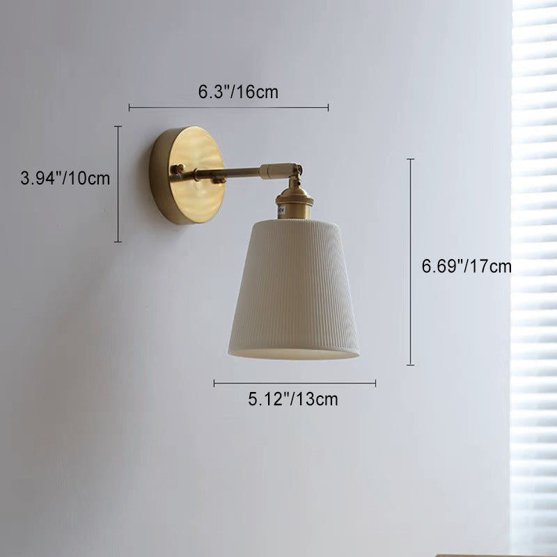 Scandinavian Stripe Ceramic Brass 1-Light Wall Sconce Lamp