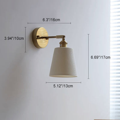 Scandinavian Stripe Ceramic Brass 1-Light Wall Sconce Lamp
