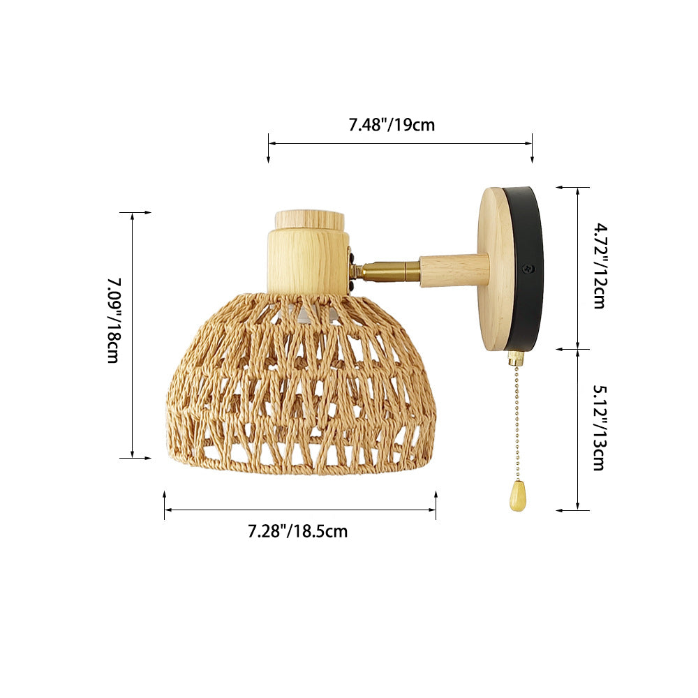 Farmhouse Weaving Hollow Out Dome 1-Light Wall Sconce Lamp