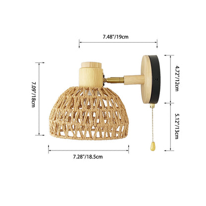 Farmhouse Weaving Hollow Out Dome 1-Light Wall Sconce Lamp