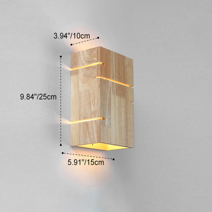 Scandinavian Rubberwood 2-Light Wall Sconce Lamp