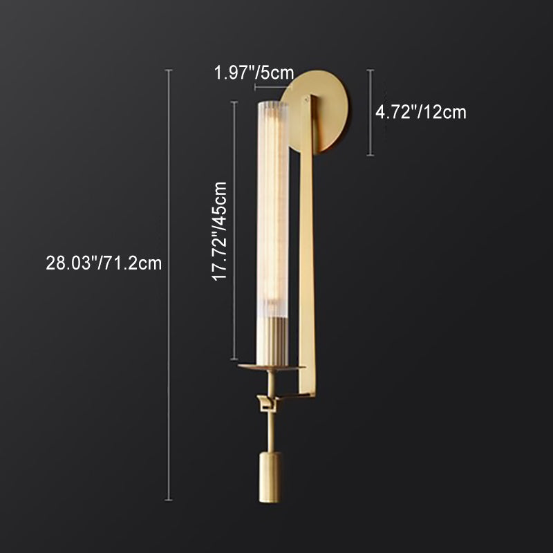 Luxury Iron Glass Cylinder Strip 1-Light Wall Sconce Lamp