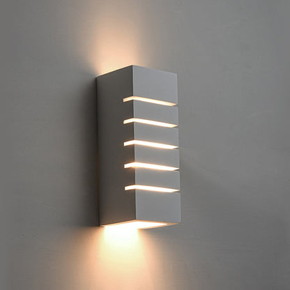 Minimalist Square Striped Plaster 1-Light Wall Sconce Lamp