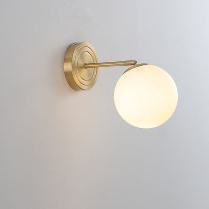 Luxury Glass Orb Copper Base 1-Light Wall Sconce Lamp