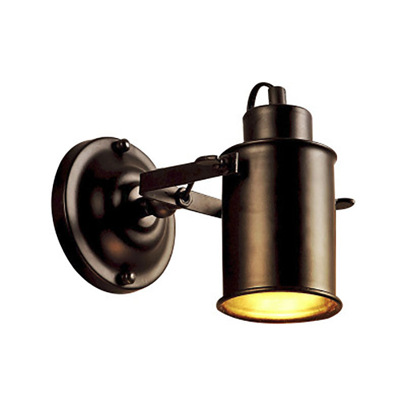 Industrial Iron Cylinder 1-Light Spotlight Wall Sconce Lamp