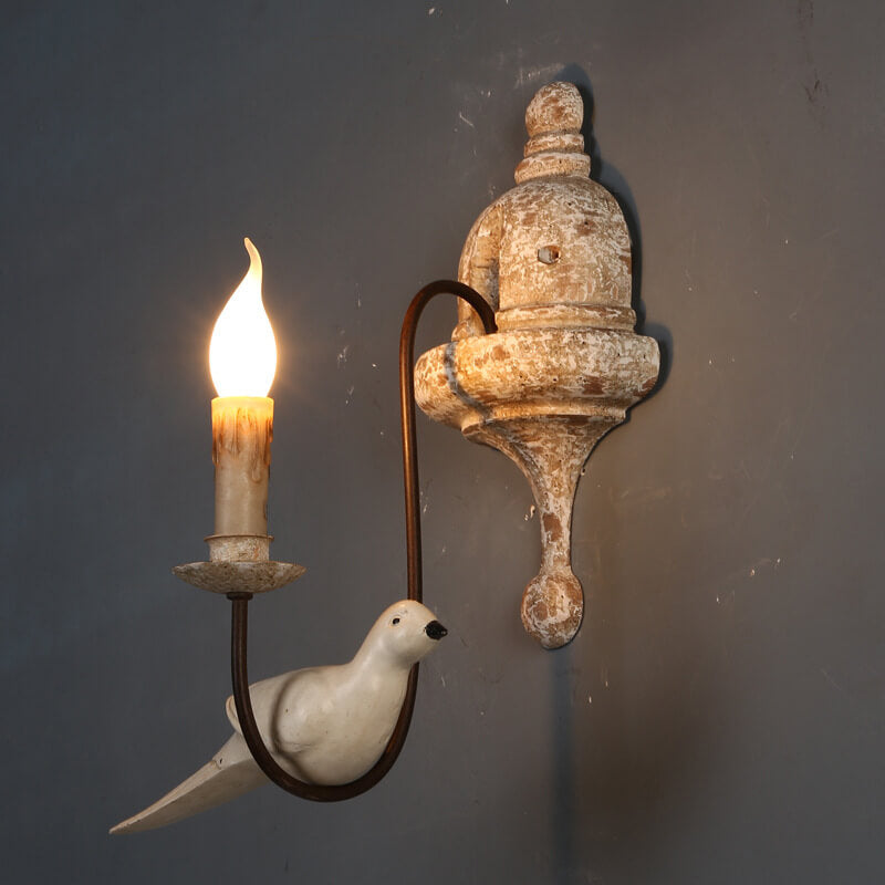 Vintage Wooden Bird Sconce 1/2 Light Wall Sconce Lamp