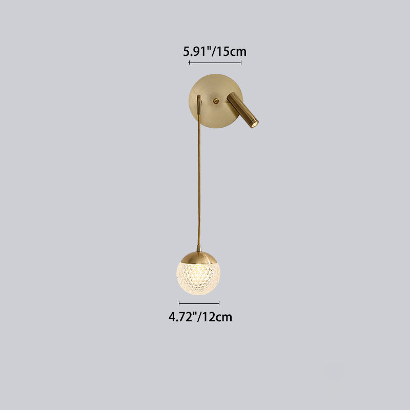 Iron Acrylic Ball Pendant 1-Light LED Wall Sconce Lamp