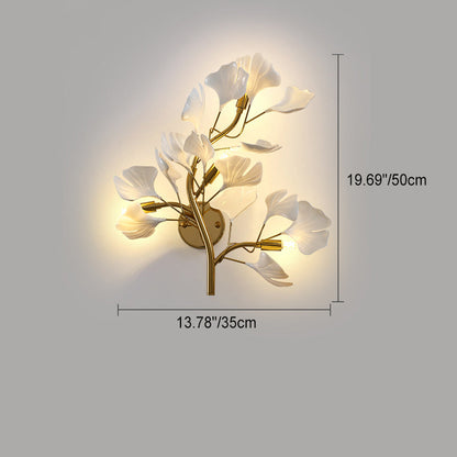 Ginkgo Leaf Iron Acrylic 4-Light Wall Sconce Lamp