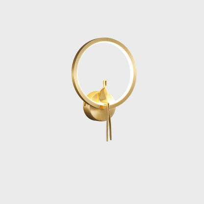 Nordic Minimalist Round Full Copper LED Wall Scone Lamp
