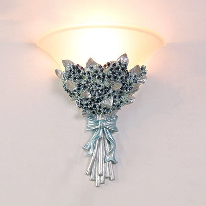 European Bouquet Shape Resin Glass 1-Light Wall Sconce Lamp