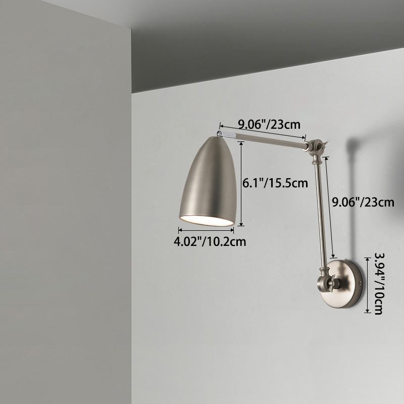 Retractable Swivel Rocker Arm Iron 1-Light Wall Sconce Lamp