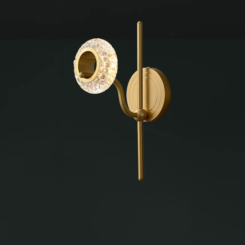 Light Luxury Brass Glass Circle 1/2 Light Wall Sconce Lamp