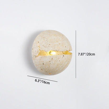 Japanese Travertine Semicircle 1-Light Wall Sconce Lamp