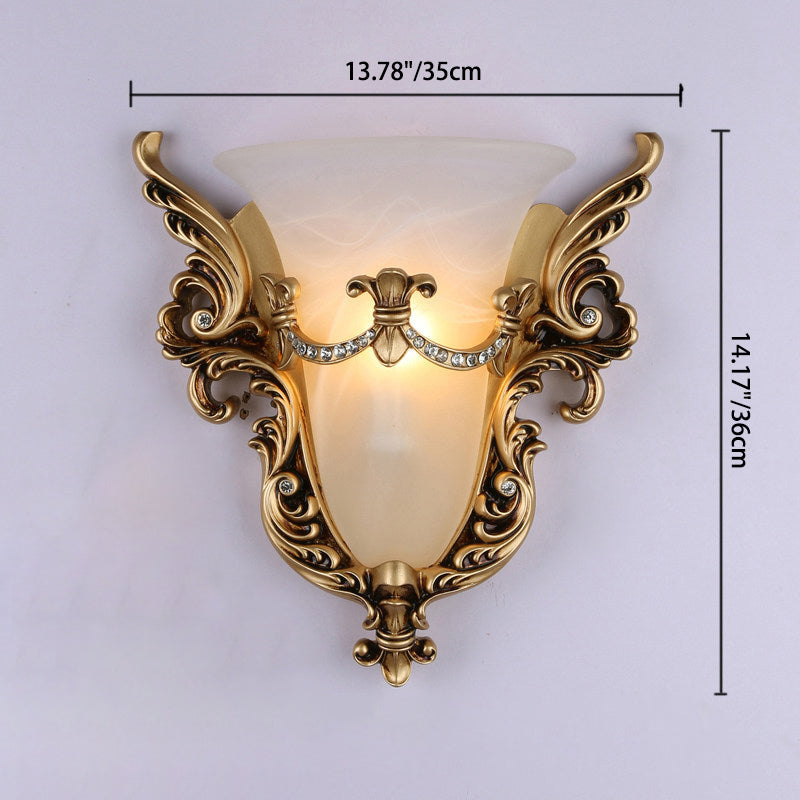 European Wings Cup Resin Glass 1-Light Wall Sconce Lamp