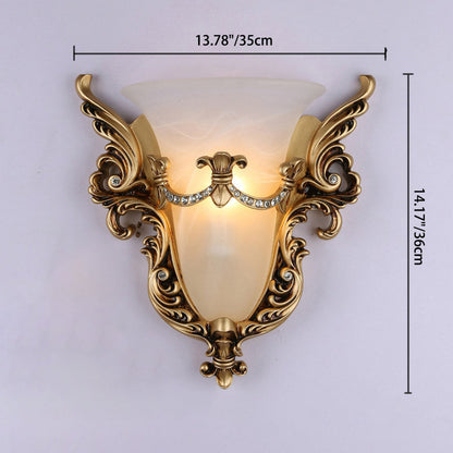 European Wings Cup Resin Glass 1-Light Wall Sconce Lamp