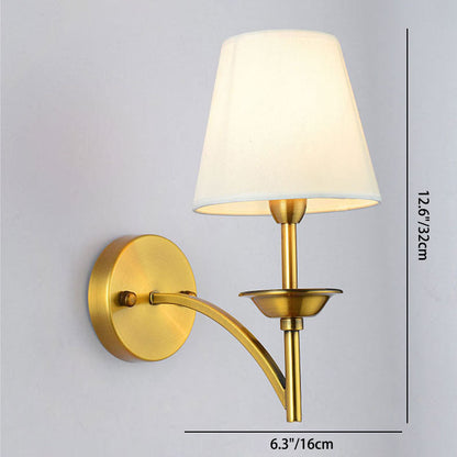 Mid-Century Iron Fabric Cylinder 1/2 Light Wall Sconce Lamp