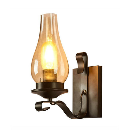 Wrought Glass Bottle Lampshade 1-Light Wall Sconce Lamp