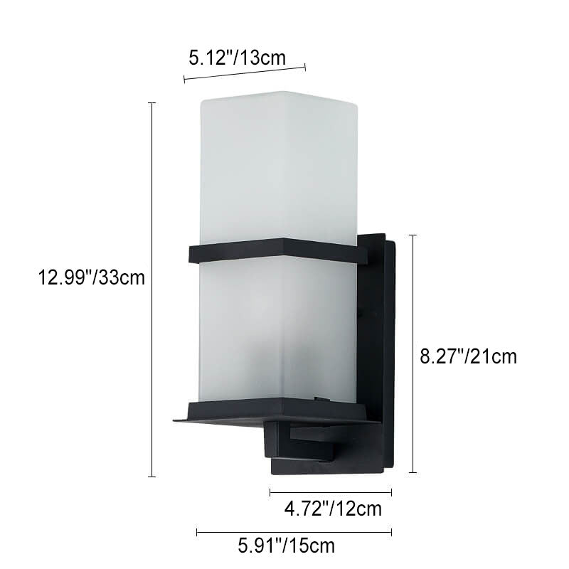 Outdoor Column Frosted Glass Shade 1-Light Wall Sconce Lamp
